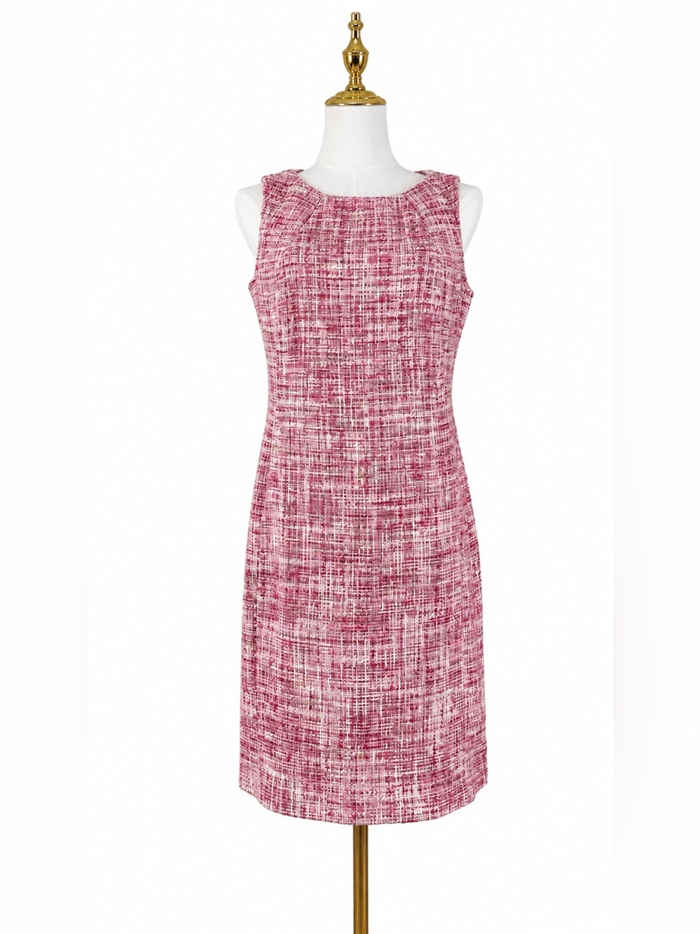 Talbots Petites Pink Tweed Sheath Dress 4P Cotton Blend Lined